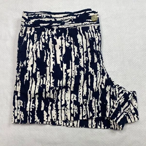 Ann Taylor Loft Womens Shorts sz 10 Navy Mid Rise Flat Front Linen Blend Chino - Picture 1 of 13