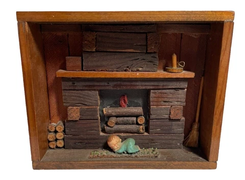 Vintage Shadow Box/3D Picture Living Room Handmade Folk Art Wooden Wall Diorama Cover