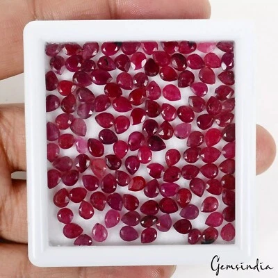 125 Pcs Natural Red Ruby Pear Cut Loose Faceted 4-5mm jewelry Gemstones~ 58 Cts - Image 1 of 4