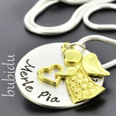 BUBIDU - SCHMUCKDESIGNER AUS STRALSUND TAUFKETTE MIT ENGEL, 925 SILBER TAUFSCHMUCK GRAVUR, TAUFE SCHMUCK, GESCHENK,