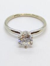 14K Solid White Gold Solitaire Ring Cubic Zirconia Round Brilliant 2.6g Sz 7.75