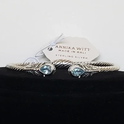 Bracelete Annika Witt prata esterlina azul topázio - Imagem 1 de 4