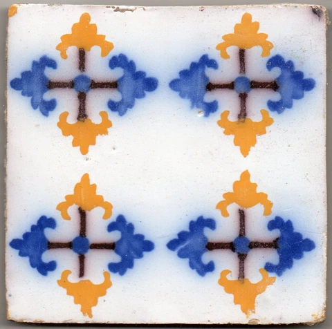 Original antique tiles Ca1870 France Pas Calais Provecal Style RR yellow pattern Cover