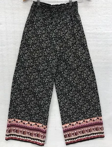 Takara Girls Juniors Palazzo Pants Size Large Black Paisley Elastic Waist - Picture 1 of 13