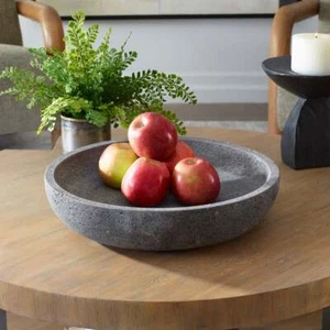ASHEN INDOOR & OUTDOOR LAVA STONE TRAY 16" BOWL UTTERMOST 18264 - Picture 1 of 6