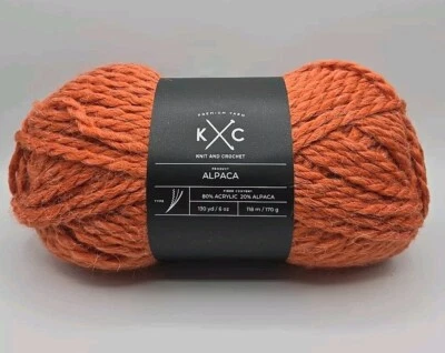 K&C Luxe Craft Alpaca Yarn 170g/6oz 130yds/118m Pumpkin Color Super Bulky #6 - Image 1 of 4