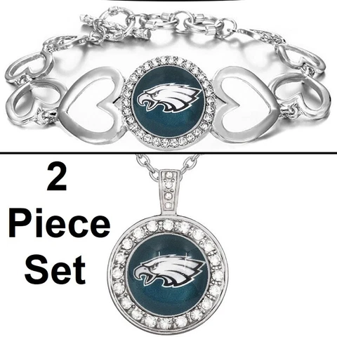 Philadelphia Eagles Gift Set Womens Sterling Silver Necklace And Bracelet D18D27 Cover