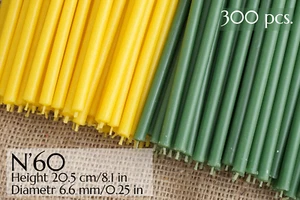 300 Stück Wachskerzen, gelb + grün Kerzen №60, Ritualkerzen, Kerzenset - Bild 1 von 5