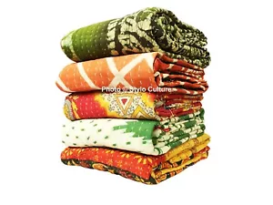 Indian Tribal Vintage Kantha Quilt Blankets Reversible Wholesale Gudri Throw 1Pc - Picture 1 of 2