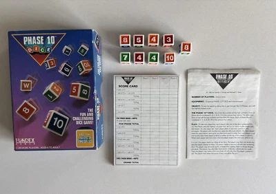 Phase 10 Dice 1993 Fundex Fun Challenging Game! RARE - Missing 1 Dice - Image 1 of 4