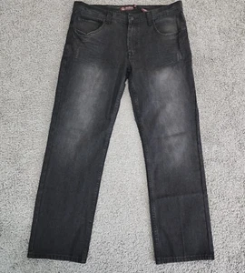 VTG Akademiks Jeans Mens 38x32 Black Denim Baggy Loose Skater Punk Cyber Grunge - Picture 1 of 13