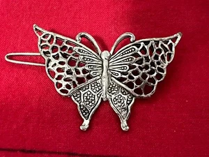 Vintage Mixed Metal Butterfly Hair Barrette - Picture 1 of 3
