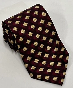 Ferrell Schilf handgenäht weinrot weingold doppelte Repp Diamant Seide Herren Krawatte - Bild 1 von 8