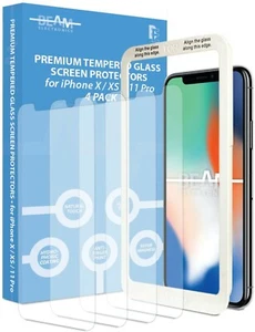 Protection écran pour iPhone X, iPhone XS, iPhone 11 Pro par Beam Electronics 4PK - Photo 1 sur 7