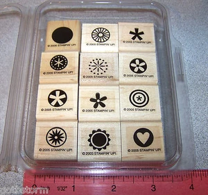 Flowers Circles Heart Rubber Stamp Set Pattern Designs Stampin Up Little Pieces - Picture 1 of 4