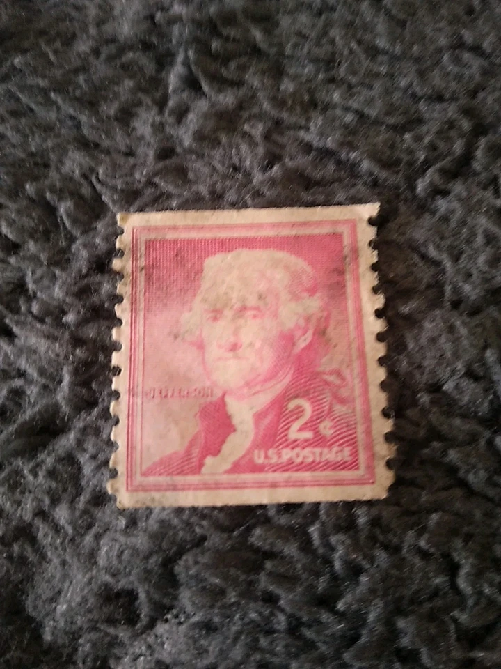 🔥  Thomas Jefferson 2 cent Antique Postage Stamp Red Used - Image 1 of 4