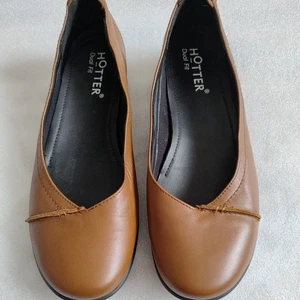 Hotter Robyn II tan brown leather ballerina shoes size 7.5 EXF Dual fit New - Picture 1 of 5