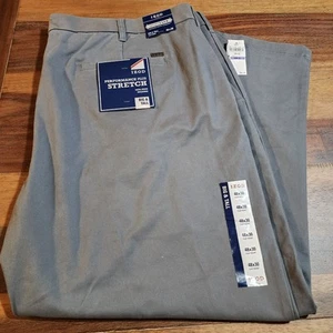NWT IZOD Performance Plus Stretch Sportflex Flat Front Pants Gray Men 48x30 - Picture 1 of 6