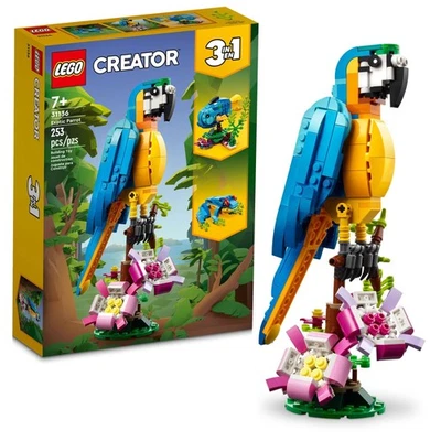 LEGO Creator 3 in 1 Exotic Parrot Building Toy Set, Transforms to 3 Different - Image 1 of 4