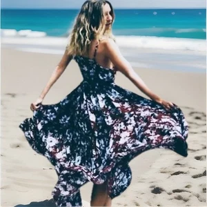 BLOSSOM BY THREE Black Boho Floral Tiered Maxi Dress NWT Size 6 AU / 2 US - Picture 1 of 8
