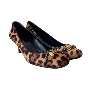 GUCCI Horsebit Leopard Pony Hair Heels Size36.5 - Picture 1 of 10