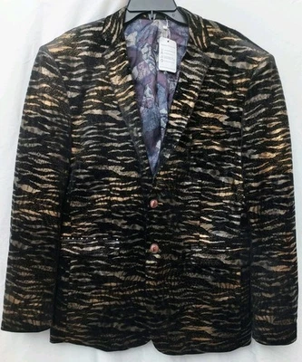 Chaqueta Blazer OUYE Leopardo Hombre Terciopelo Pico Solapa Formal Talla 60 (Talla XL EE. UU.) Foto 1 de 4