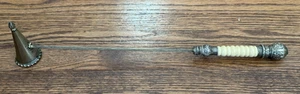 Ornate Silverplate & Wood Candle Snuffer Elegant 16” - Picture 1 of 3