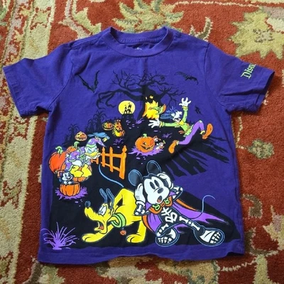 Disneyland Halloween Purple Tee with Mickey and Friends Embroidery - Image 1 of 4