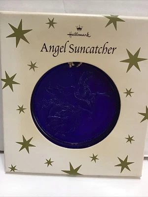 Atrapasol ángel de vidrio azul cobalto sello vintage Foto 1 de 3