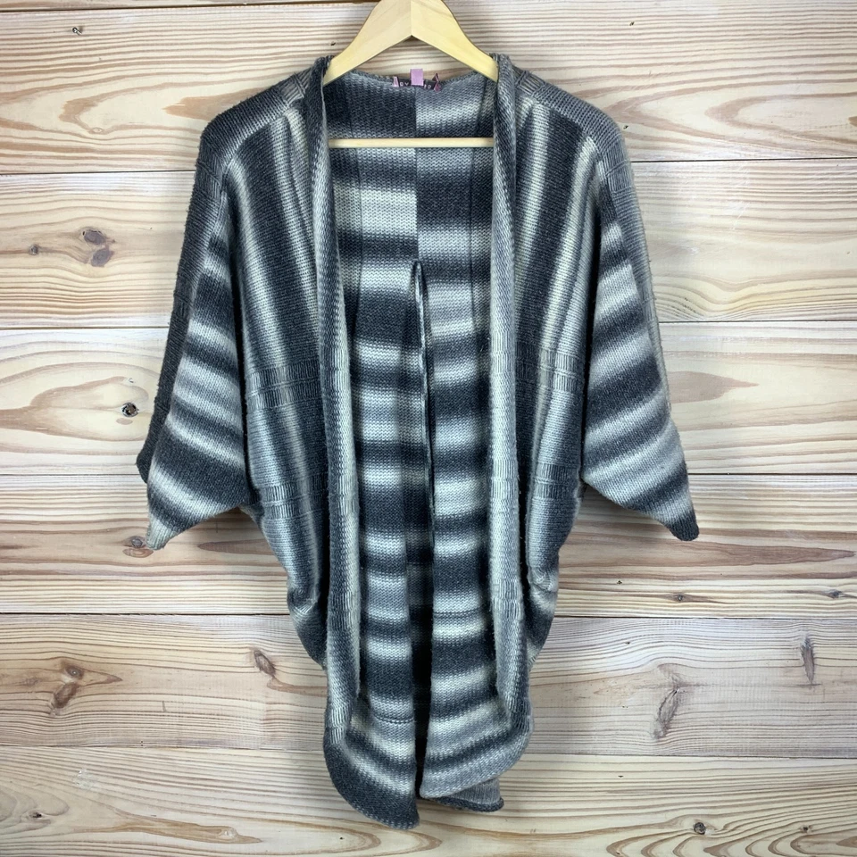 Cárdigan Suéter Calypso St Barth Cocoon Para Mujer 0 Pequeño Tejido Grueso Gris Rayas Foto 1 de 4