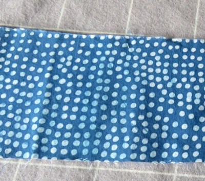 KAFFE FASSETT BATIK CONFETTI BLUE 2.75” X WOF original issue, other end is 3.75” - Image 1 of 3