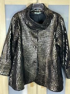 Redwood Court Metallic Statement Mantel Gr. L Jacke Arttowear Crock geprägt Party - Bild 1 von 7