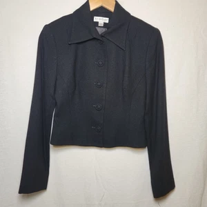 bebe Blazer Black Wool Five Button Crop Made In USA Size 2 - Picture 1 of 7
