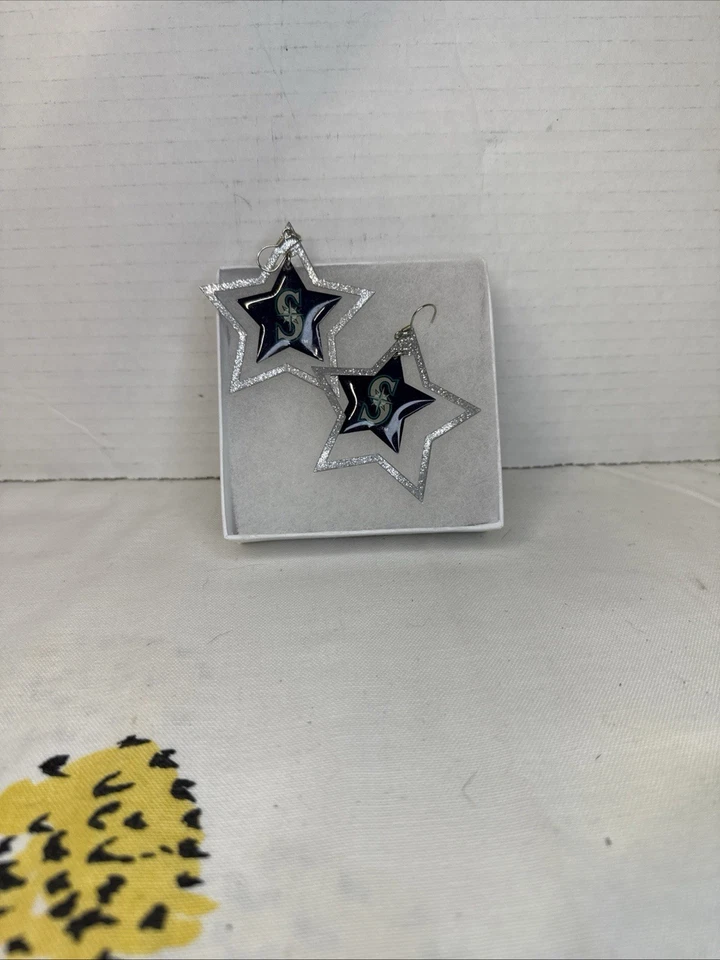 MLB Seattle Mariners baseball sports dangle Star Shaped earrings. - Image 1 of 4