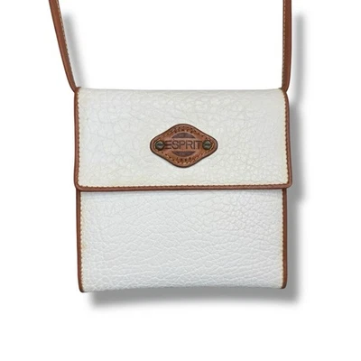 Bolso Bandolera Esprit Vintage Años 90 Y2K Guijarro Blanco Imitación Cuero Pequeño Foto 1 de 4