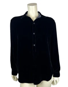 CP Shades schwarz Samt Popover Tunika Top Gr. S Langarm Knopf Seide Small - Bild 1 von 11