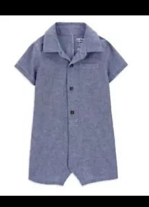 Carter's Child of Mine Baby Boy Blue Romper One Piece Size 0-3 Months Denim-Look - Picture 1 of 5