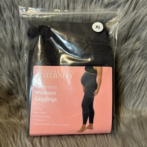 Destination Maternity Seamless Workout Leggings Women's Size XL Gray Stretch - Picture 1 of 6