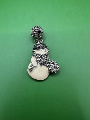 Enamel Snowman Charm - Frosty the Snowman Pendant - Christmas Charm Jewelry - Image 1 of 4