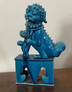 Antique 19th c. Chinese Turquoise Porcelain Foo Dog Lion Mythical Beast Export - Picture 1 of 12