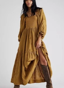 Free People Dahlia Embroidered Maxi Dress Size XL - Picture 1 of 7