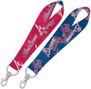 1 ATLANTA BRAVES 2-SIDED RED AND BLUE KEYSTRAP LANYARD KEY RING WITH TEAM LOGOS - Picture 1 of 1