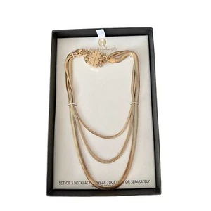 NUEVO Collar House Of Harlow Chapado en Oro Espiga 3 Capas Cierre Magnético - Imagen 1 de 7