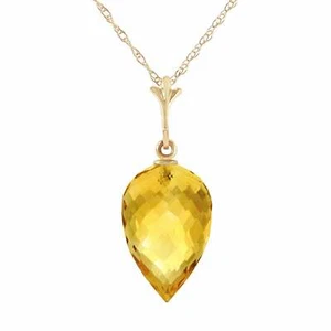 9,5 Karat 14 Karat massive Gelbgold Halskette spitz Briolette Tropfen Citrin 14 Zoll-24 Zoll - Bild 1 von 5