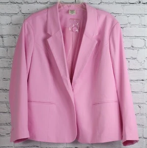 Blair Womens Lined Blazer Jacket Plus Petite 20P Pink Lilac Chiffon Hip Length - Picture 1 of 9