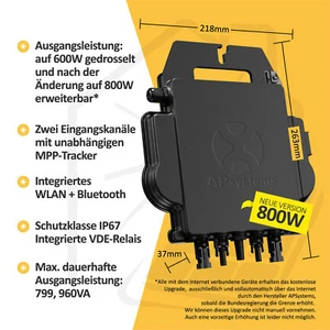 APSystems A-EZ1-M 800W - PV Mikro-Wechselrichter für Balkonkraftwerk - Bild 1 von 4