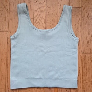 Athleta Girl Blue Rise Above Rib Crop Strechy Tank Top Pale Blue Size L (12) - Picture 1 of 4