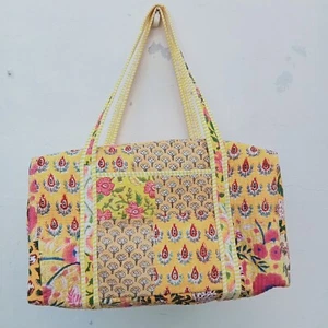 Block Printed Women Shoulder Bag Shopping, Over Night Travel Sustainable Duffle - Picture 1 of 19