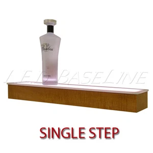 24" 1 Tier LED Lighted  Liquor Display Shelf - Maple Finish - Picture 1 of 2