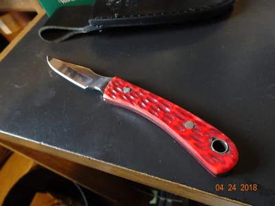 HEN & ROOSTER 6 1/2" FACA DE TAMPA VERMELHA PICARETA CABO DE OSSO 1095 ALEMÃO INOXIDÁVEL  - Imagem 1 de 4